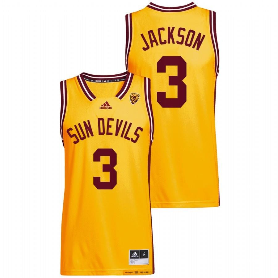 Arizona State Sun Devils Marreon Jackson 3 2022 Gold Reverse Retro College NCAA Jersey Men's