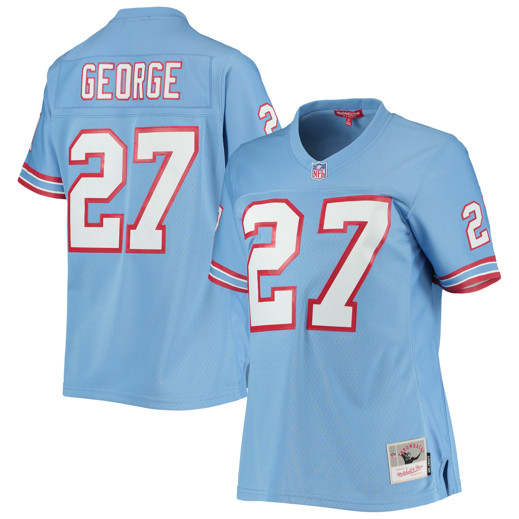 Houston Oilers Eddie George Mitchell Ness Light Blue Legacy Player NFL Jersey Women's