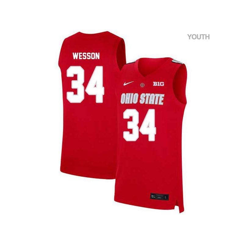 34 Kaleb Wesson Red Elite Ohio State Buckeyes NCAA Jersey Youth