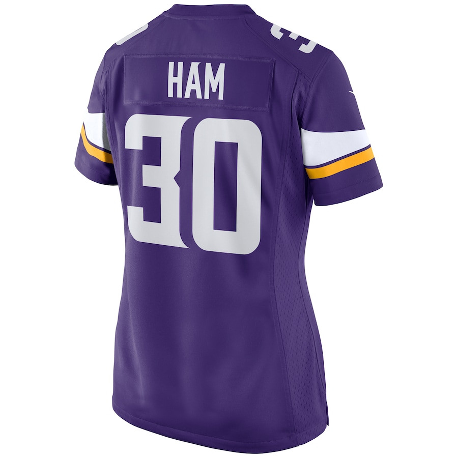 C.J. Ham 30 Minnesota Vikings Game Purple NFL Jersey Women's