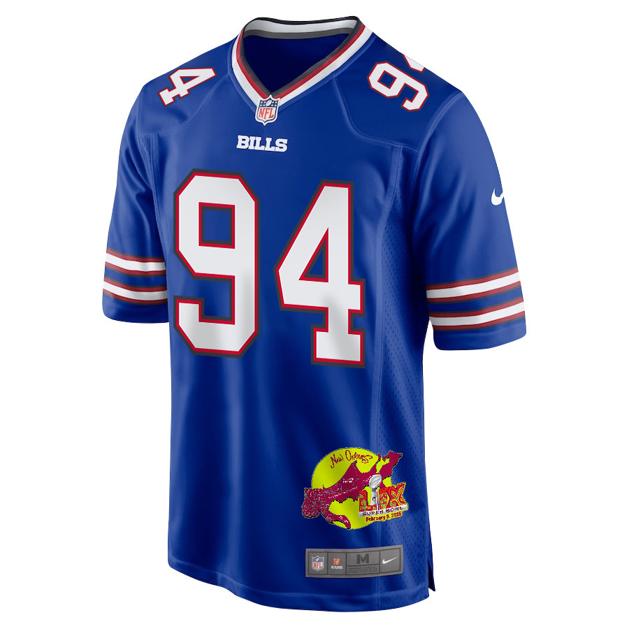 Dawuane Smoot 94 Buffalo Bills Super Bowl LIX New Orleans Patch Game Royal NFL Jersey Men's