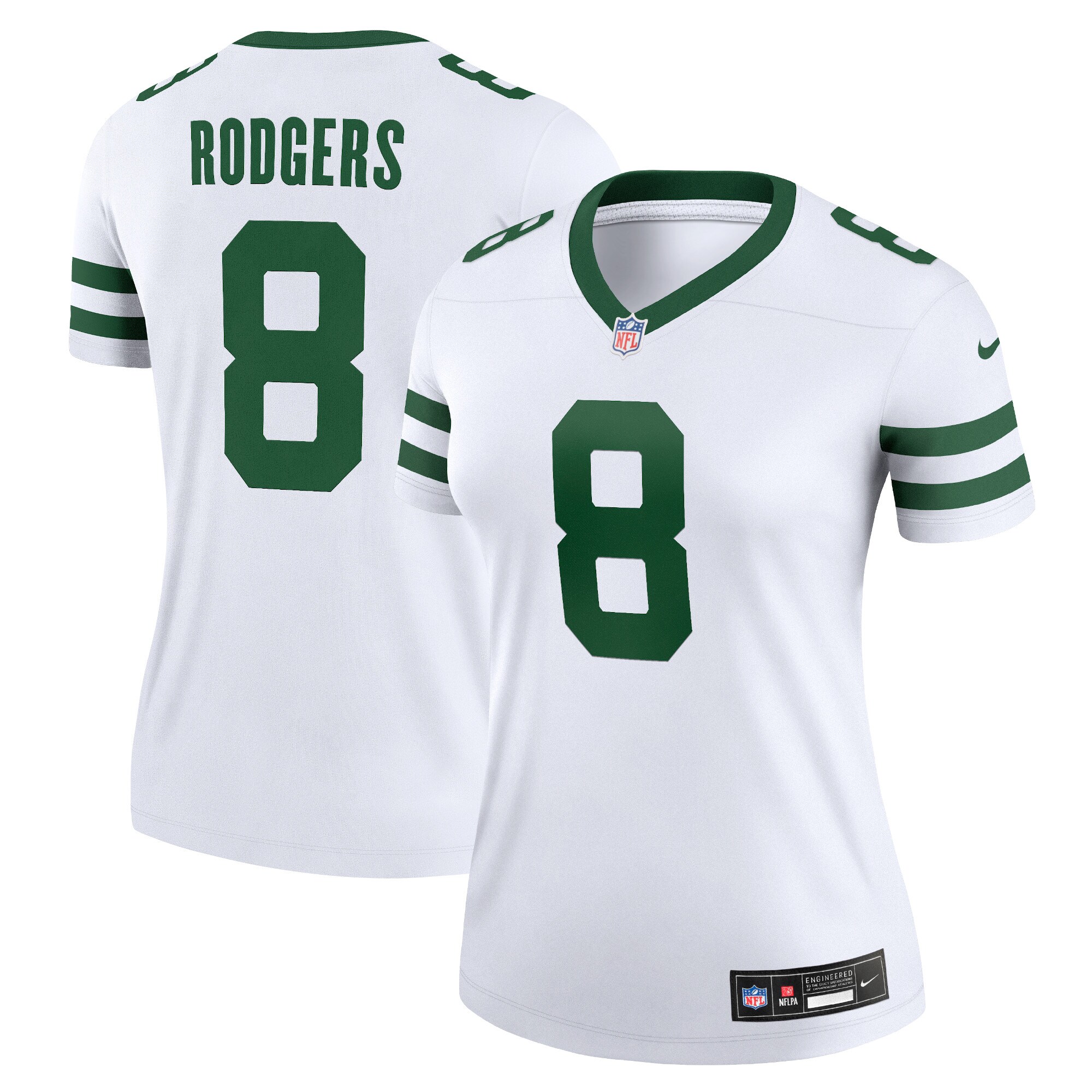 New York Jets Aaron Rodgers Legacy White Legend Player Performance Top NFL Jersey Women's