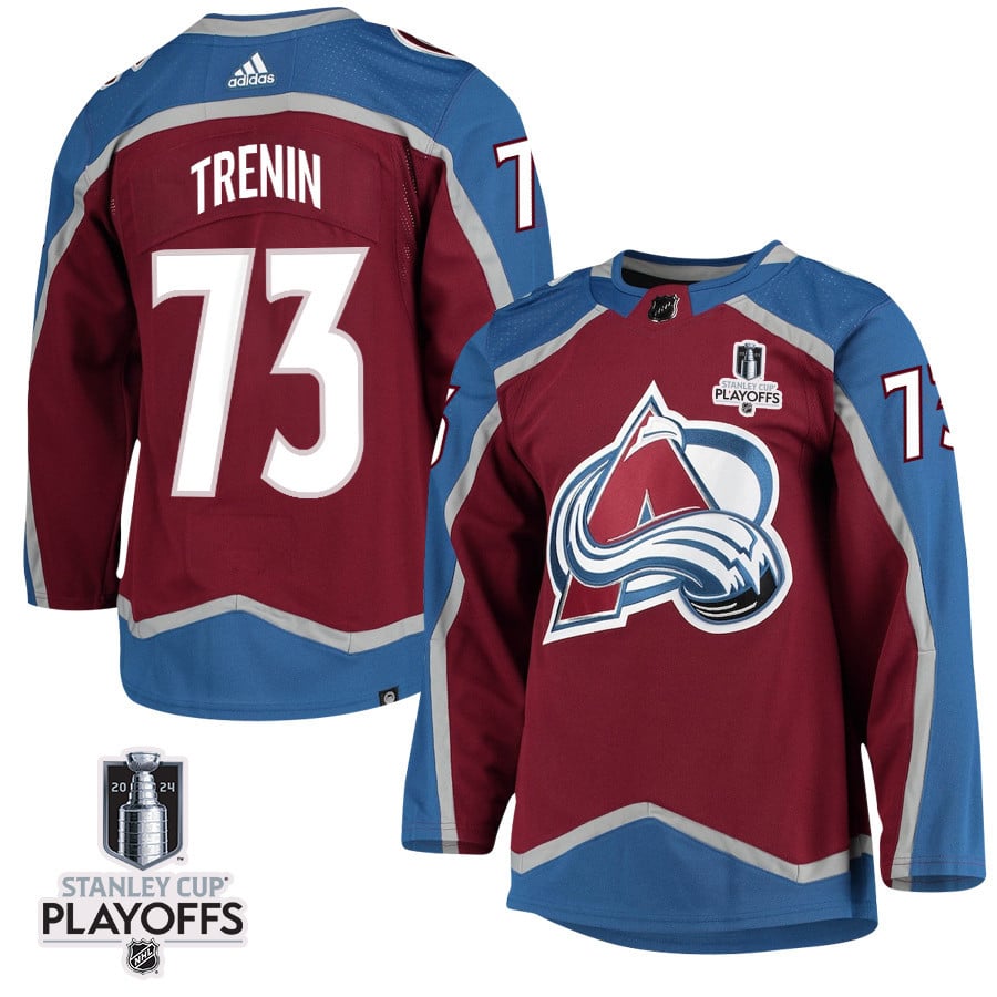 Yakov Trenin 73 Colorado Avalanche 2024 Playoffs Patch Home Men NHL Jersey Men's