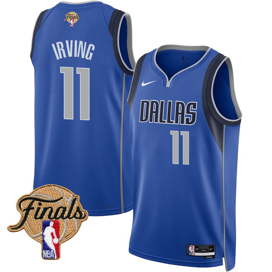 Kyrie Irving 11 Dallas Mavericks 2024 FINALS PATCH Swingman Icon Edition Blue NBA Jersey Men's