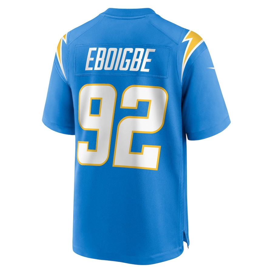 Justin Eboigbe 92 Los Angeles Chargers Team Game Powder Blue NFL Jersey Men's