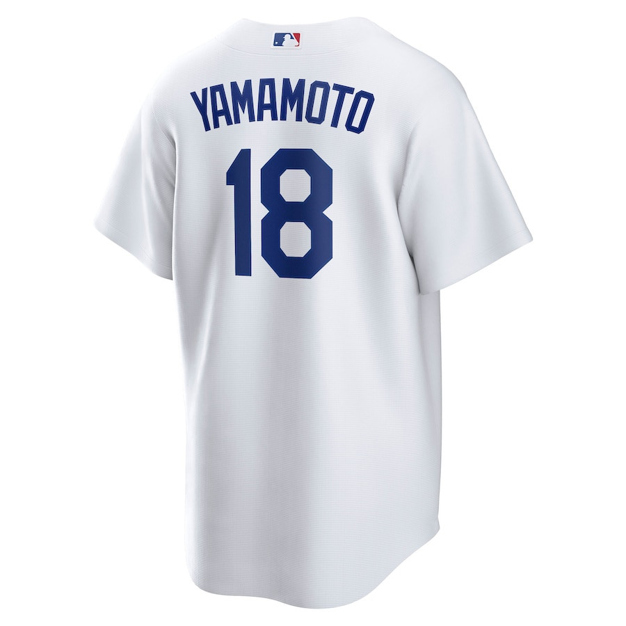 Yoshinobu Yamamoto 18 Los Angeles Dodgers 2024 World Series Home Player White MLB Jersey Men's