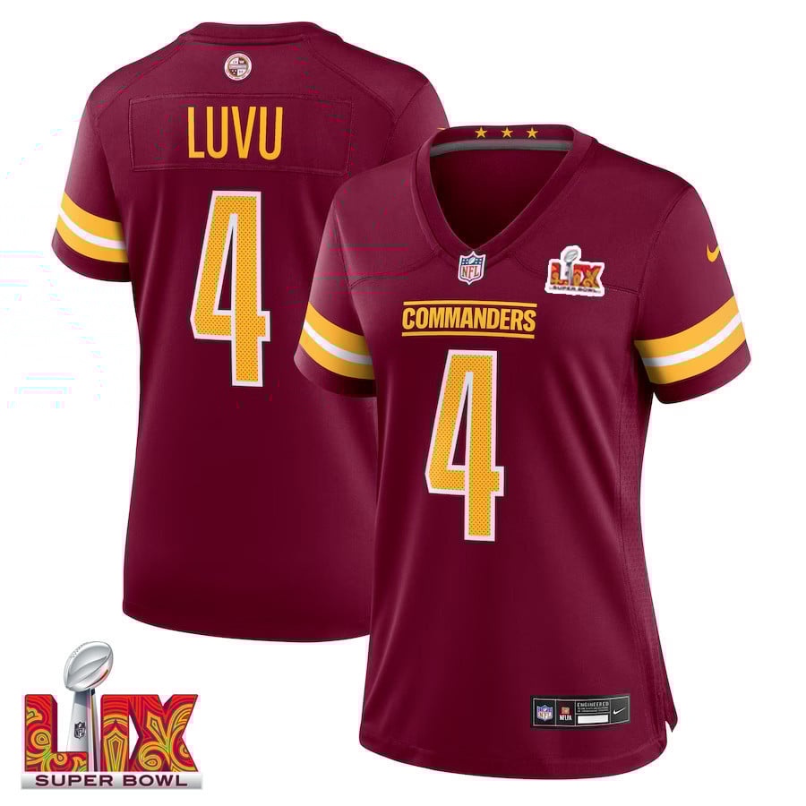 Frankie Luvu #4 Washington Commanders Super Bowl LIX Burgundy NFL Jersey Women's