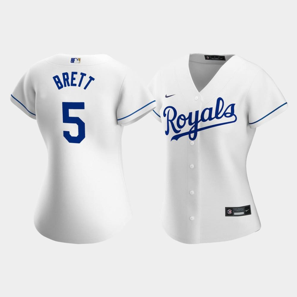 Kansas City Royals George Brett 5 White Home Player MLB Jersey Women's