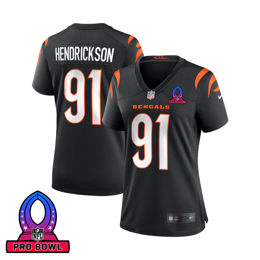 Trey Hendrickson 91 Cincinnati Bengals 2025 Pro Bowl Patch Game Black NFL Jersey Women's