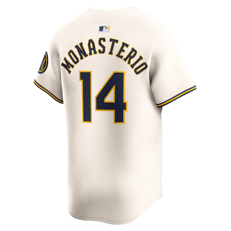 Andruw Monasterio 14 Milwaukee Brewers Home Limited Player Cream MLB Jersey Men's