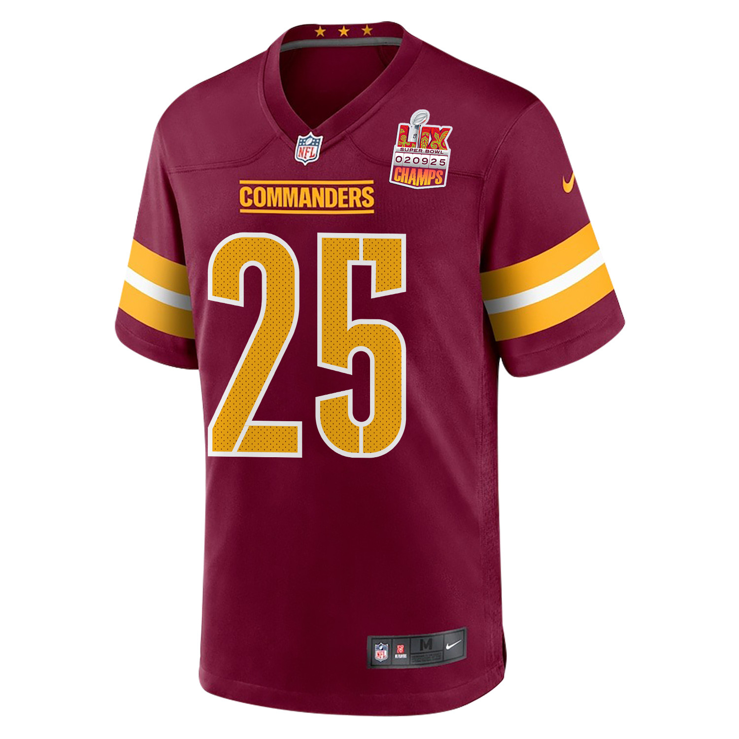 Benjamin St-Juste 25 Washington Commanders Super Bowl LIX Champions Patch Game Burgundy NFL Jersey Men's