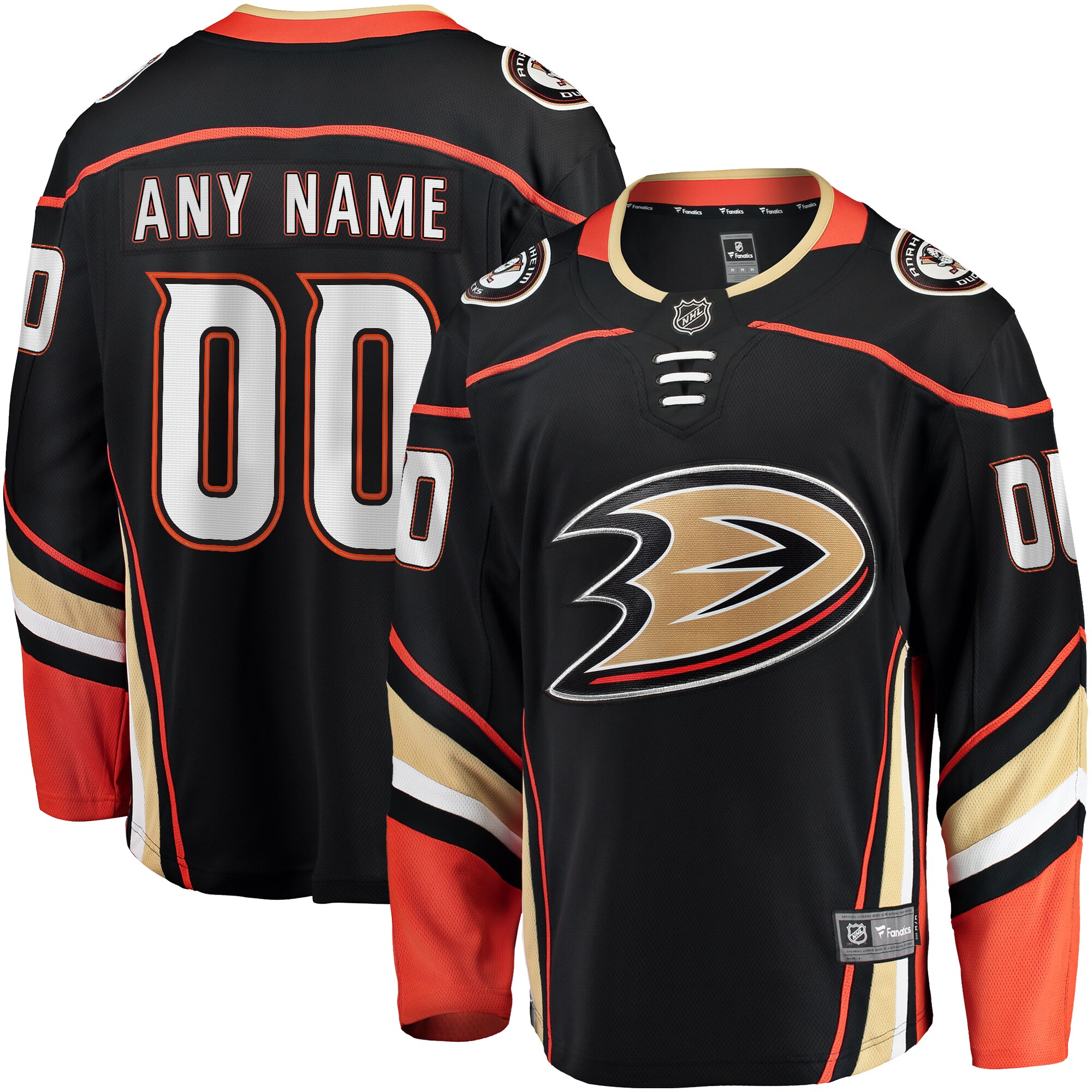 Anaheim Ducks Black Home Breakaway Custom NHL Jersey Men's