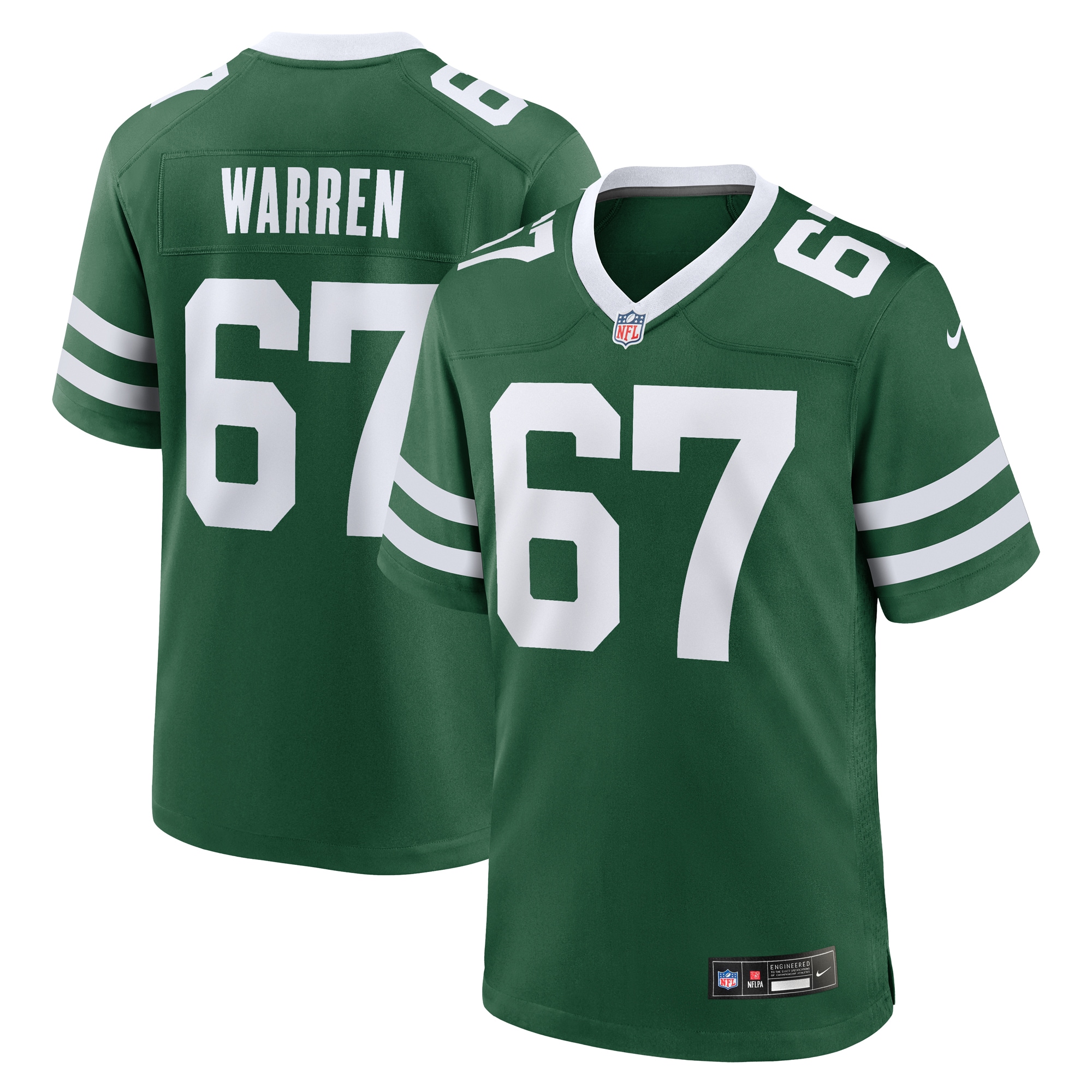 New York Jets Carter Warren Legacy Green Team Game NFL Jersey Men's
