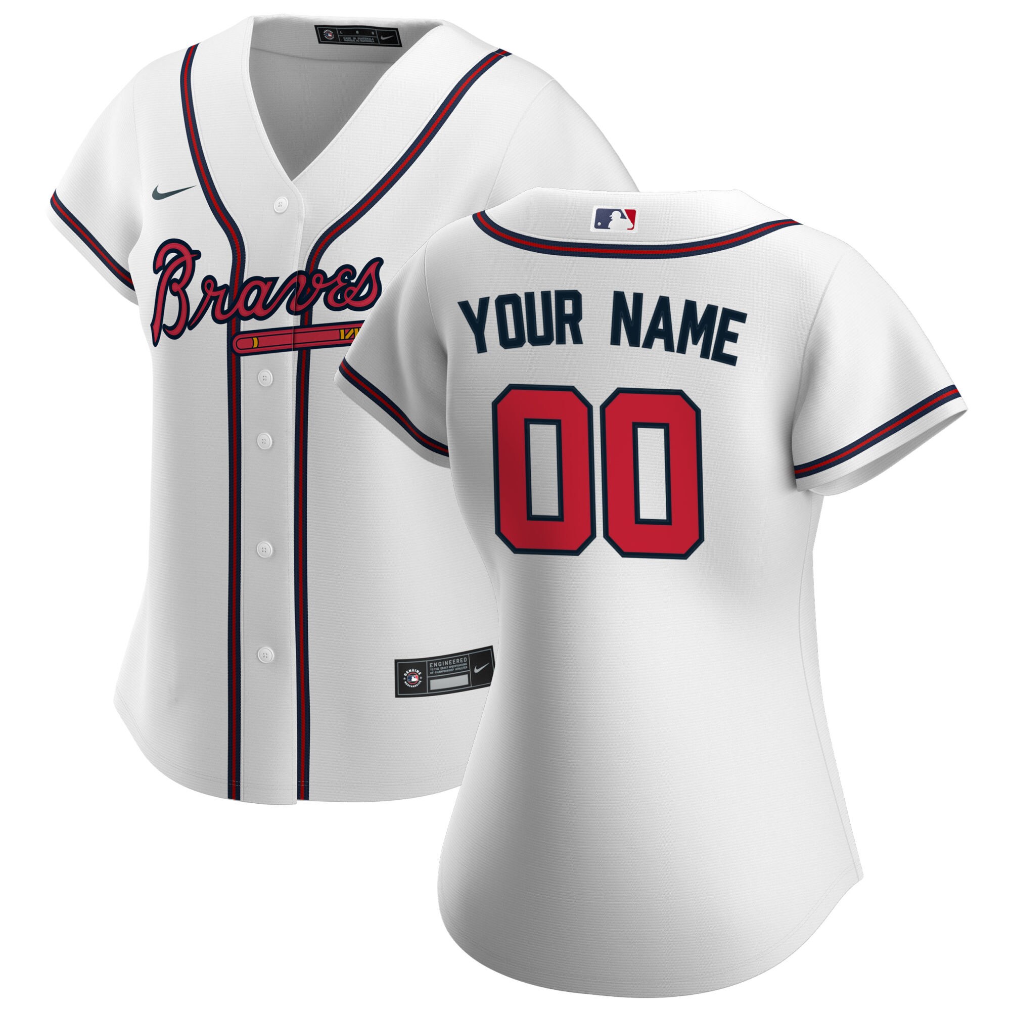 Atlanta Braves White Home Custom MLB Jersey Women's