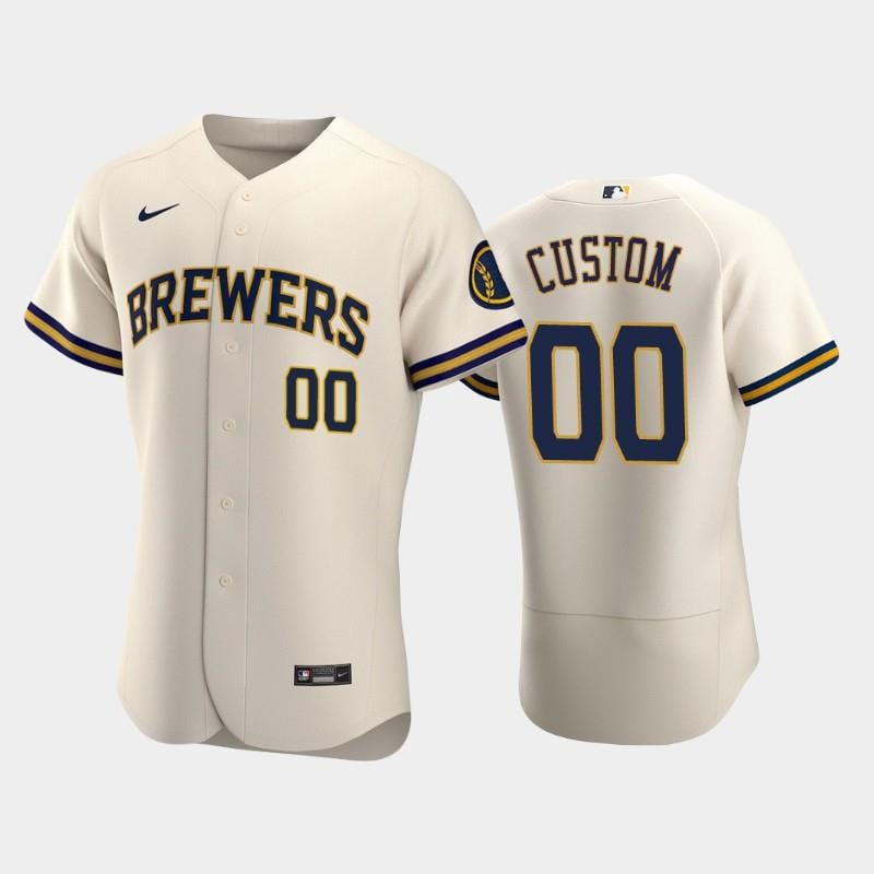 Milwaukee Brewers 00 Custom Home Team Cream MLB Jersey Men's