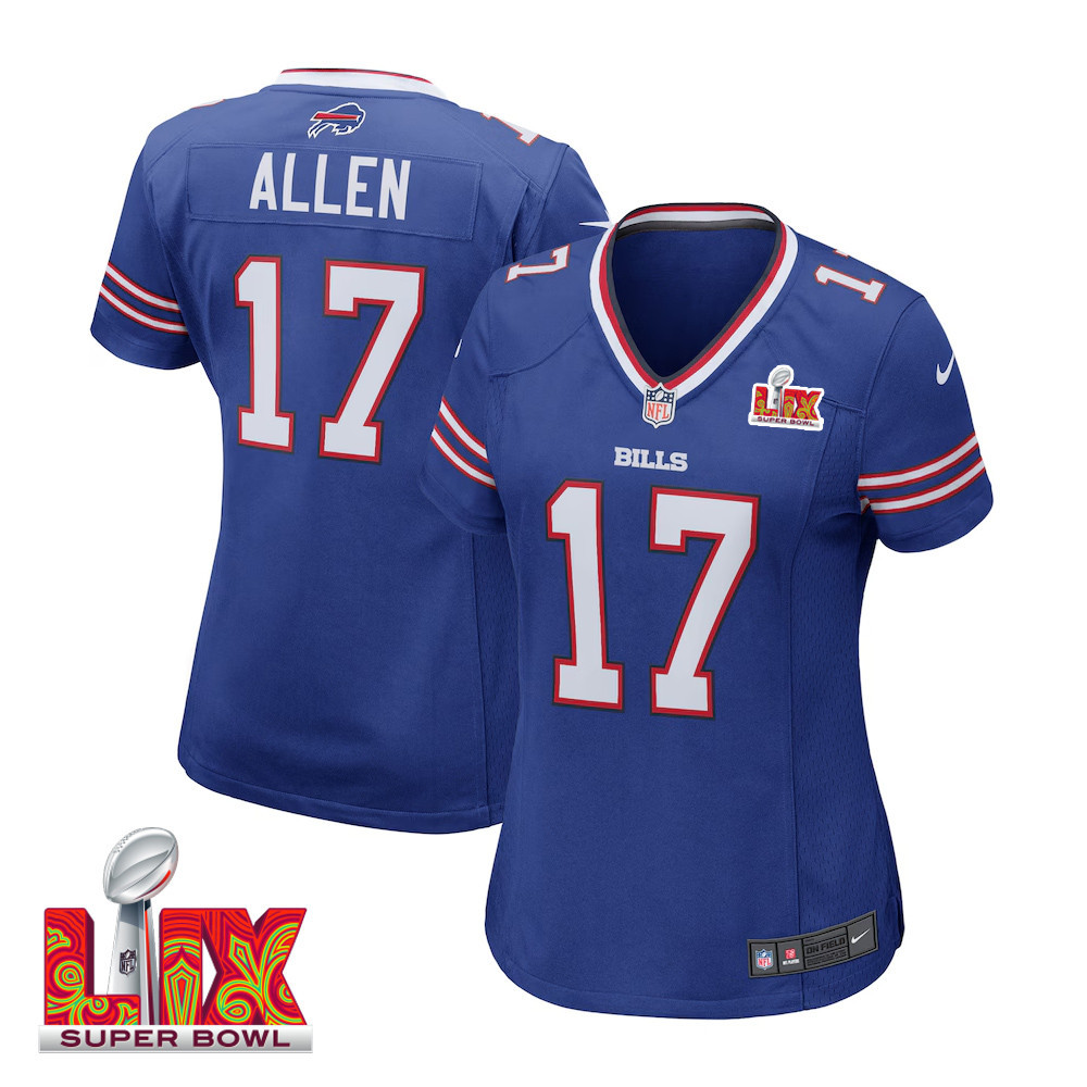 Josh Allen #17 Buffalo Bills Super Bowl LIX Royal NFL Jersey Women's