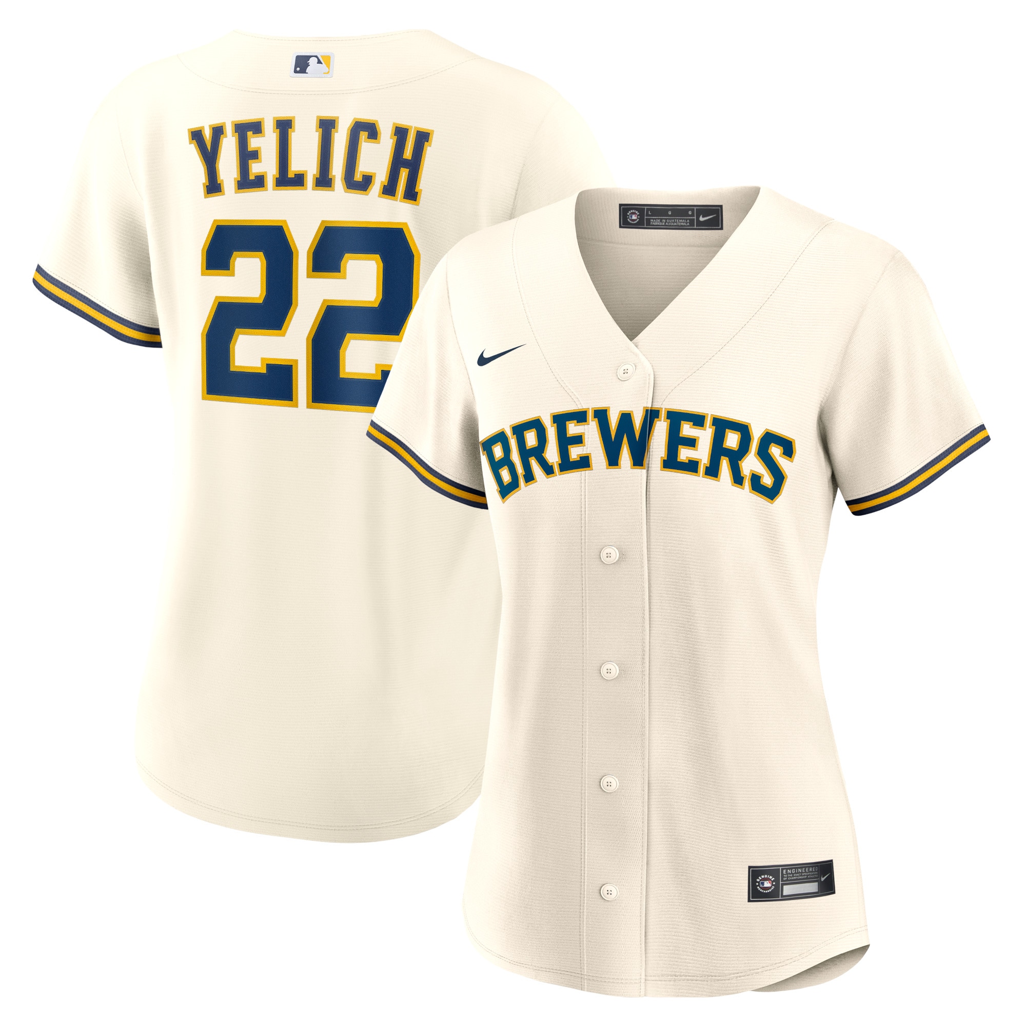 Milwaukee Brewers Christian Yelich Cream Home Player MLB Jersey Women's