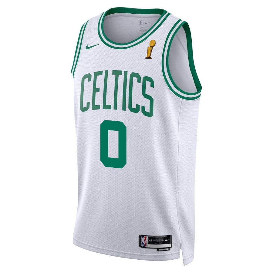 Jayson Tatum 0 Boston Celtics 2024 FINALS CHAMPIONS Swingman Association Editio White NBA Jersey Men's