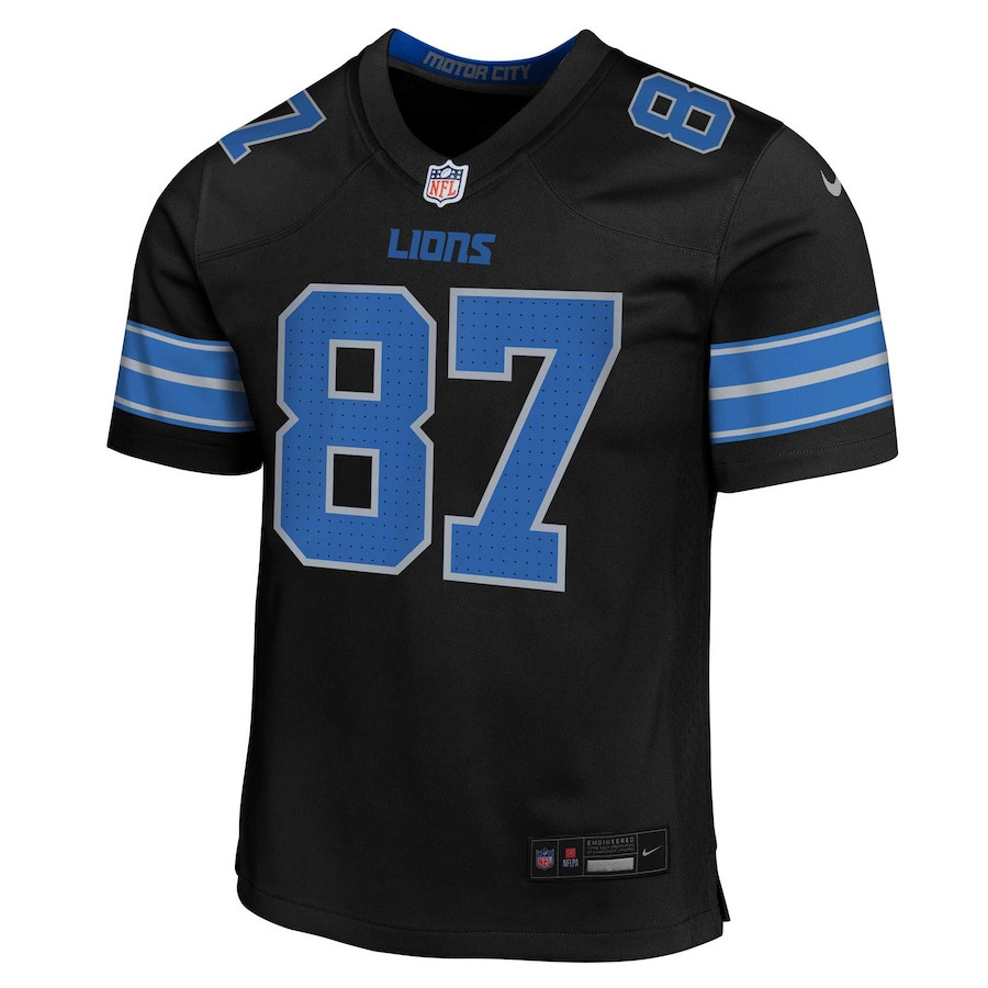 Sam LaPorta 87 Detroit Lions Alternate Player Game Black NFL Jersey Youth