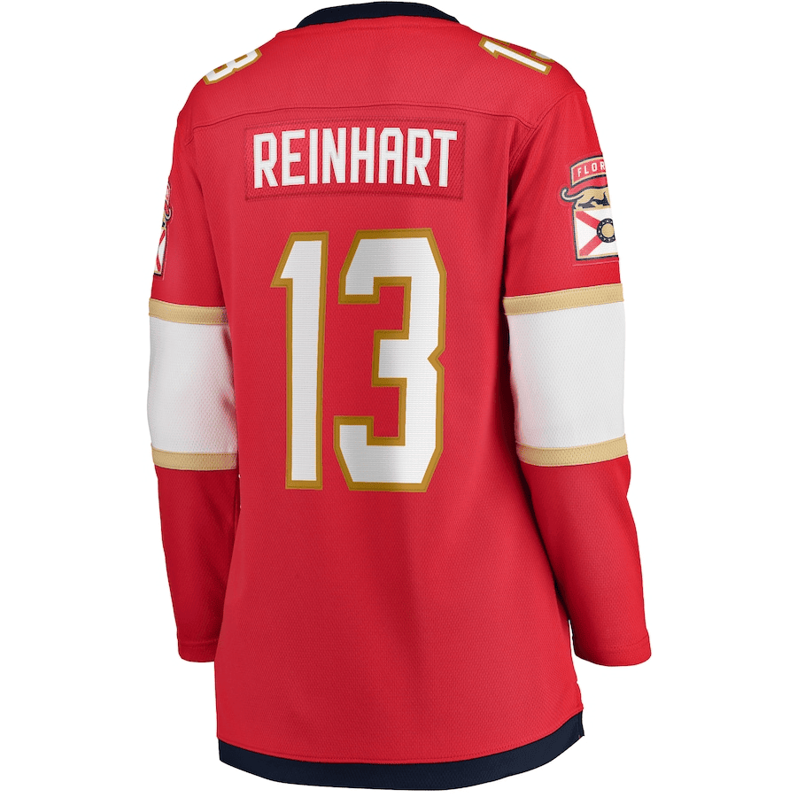 Sam Reinhart 13 Florida Panthers 2024 Stanley Cup Final Home Breakaway Player Red, Women NHL Jersey Women's