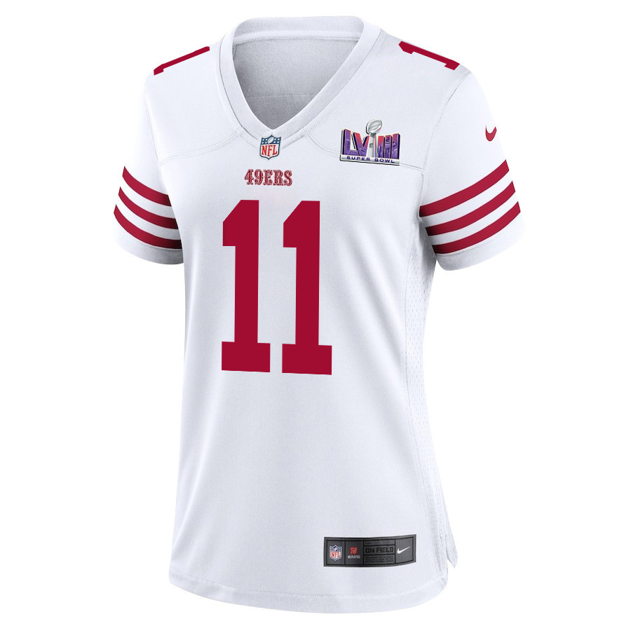 Brandon Aiyuk 11 San Francisco 49ers Super Bowl LVIII Patch Game White NFL Jersey Women's