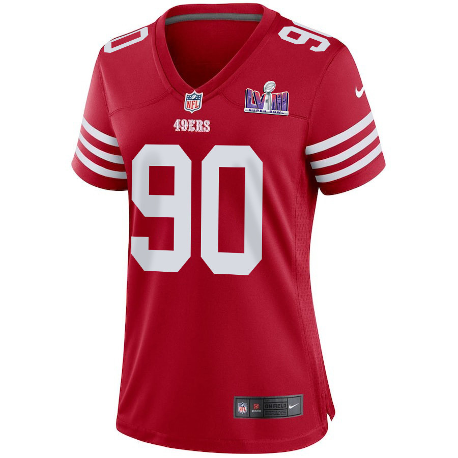 Kevin Givens 90 San Francisco 49ers Super Bowl LVIII Patch Game Scarlet NFL Jersey Women's