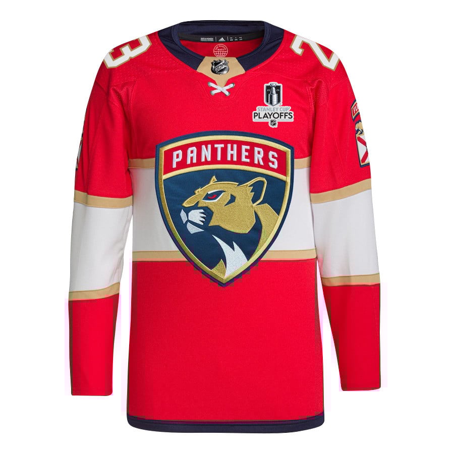 Carter Verhaeghe 23 Florida Panthers 2024 Playoffs Patch Home Red NHL Jersey Men's