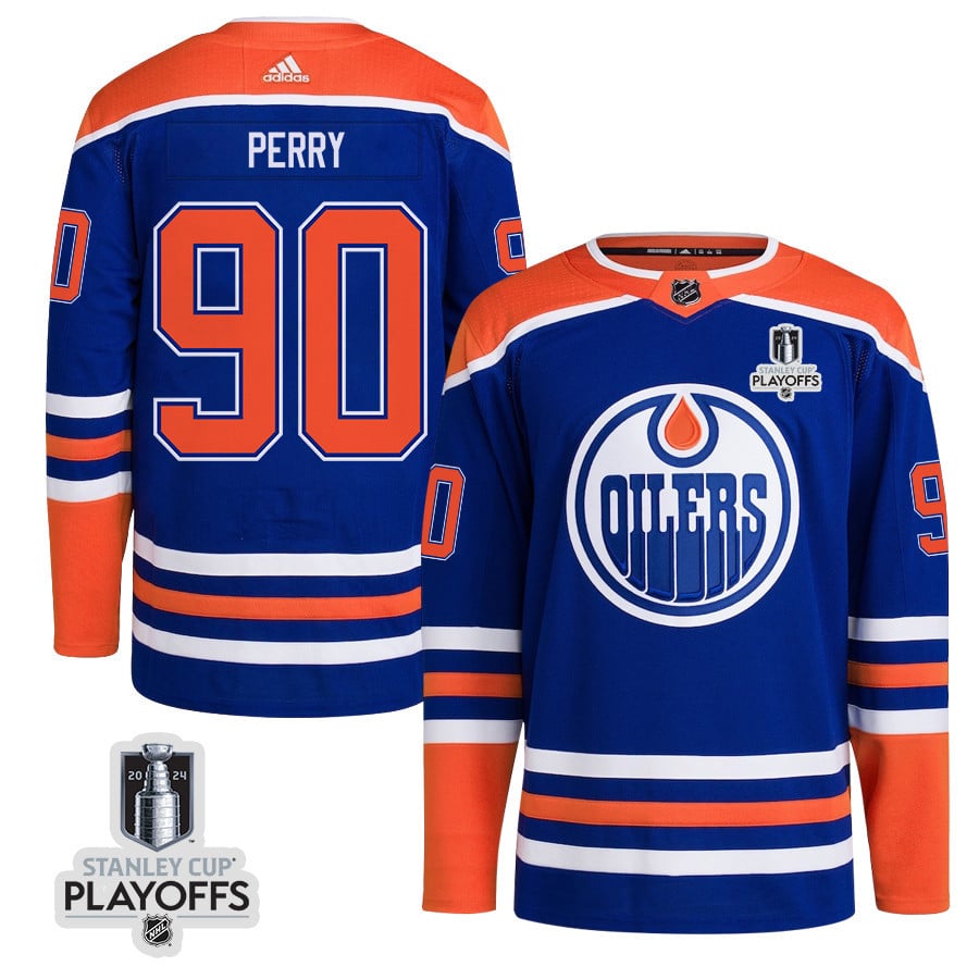 Corey Perry 90 Edmonton Oilers 2024 Playoffs Patch Home Men NHL Jersey Men's
