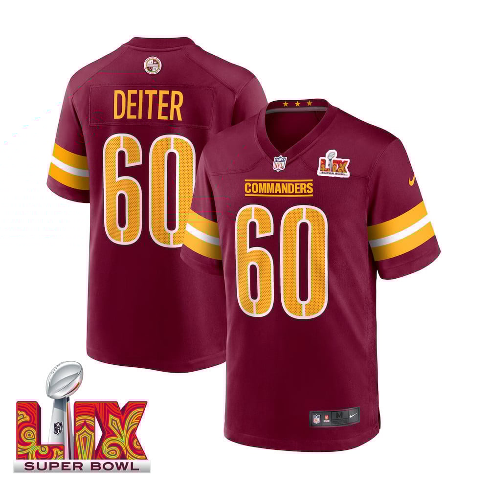 Michael Deiter #60 Washington Commanders Super Bowl LIX Burgundy NFL Jersey Men's