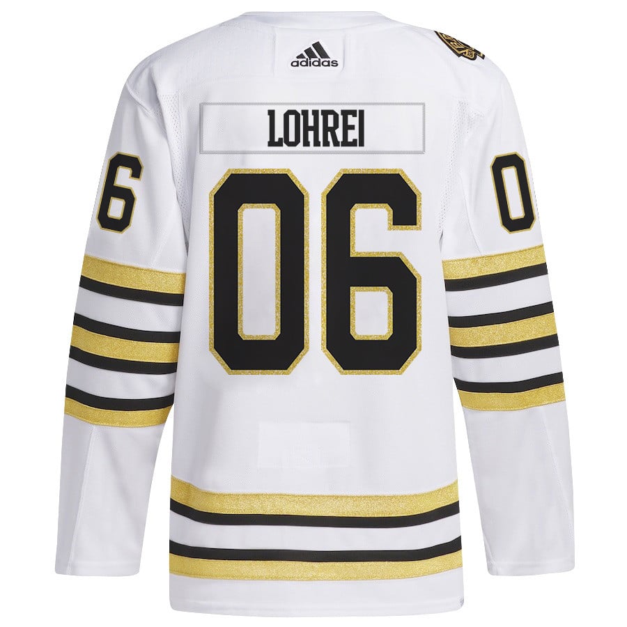 Mason Lohrei 6 Boston Bruins 2024 Playoffs Patch Away White NHL Jersey Men's
