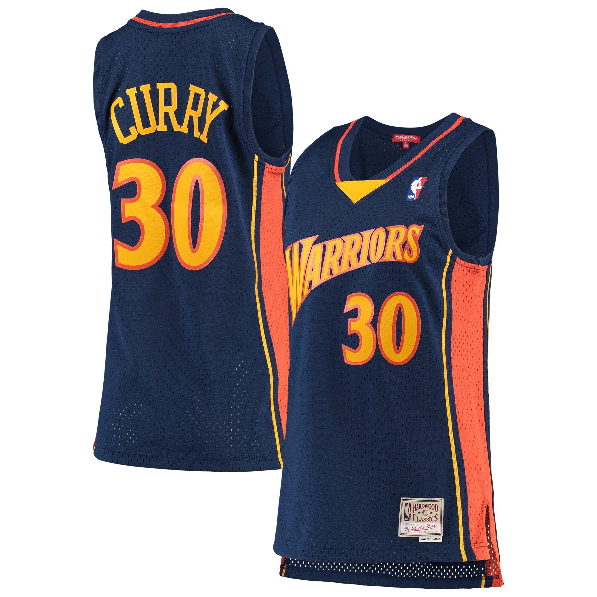 Mitchell Ness Stephen Curry Navy Golden State Warriors 2009-10 Hardwood Classics Swingman NBA Jersey Women's