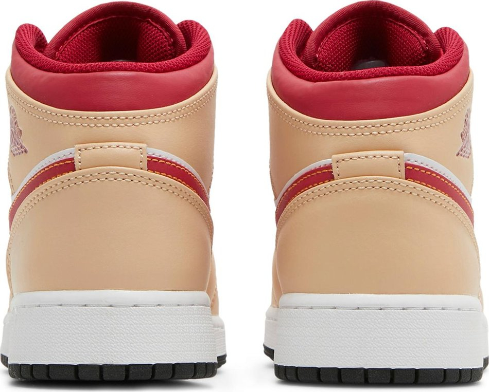 Air Jordan 1 Mid GS Light Curry Cardinal Red 554725-201