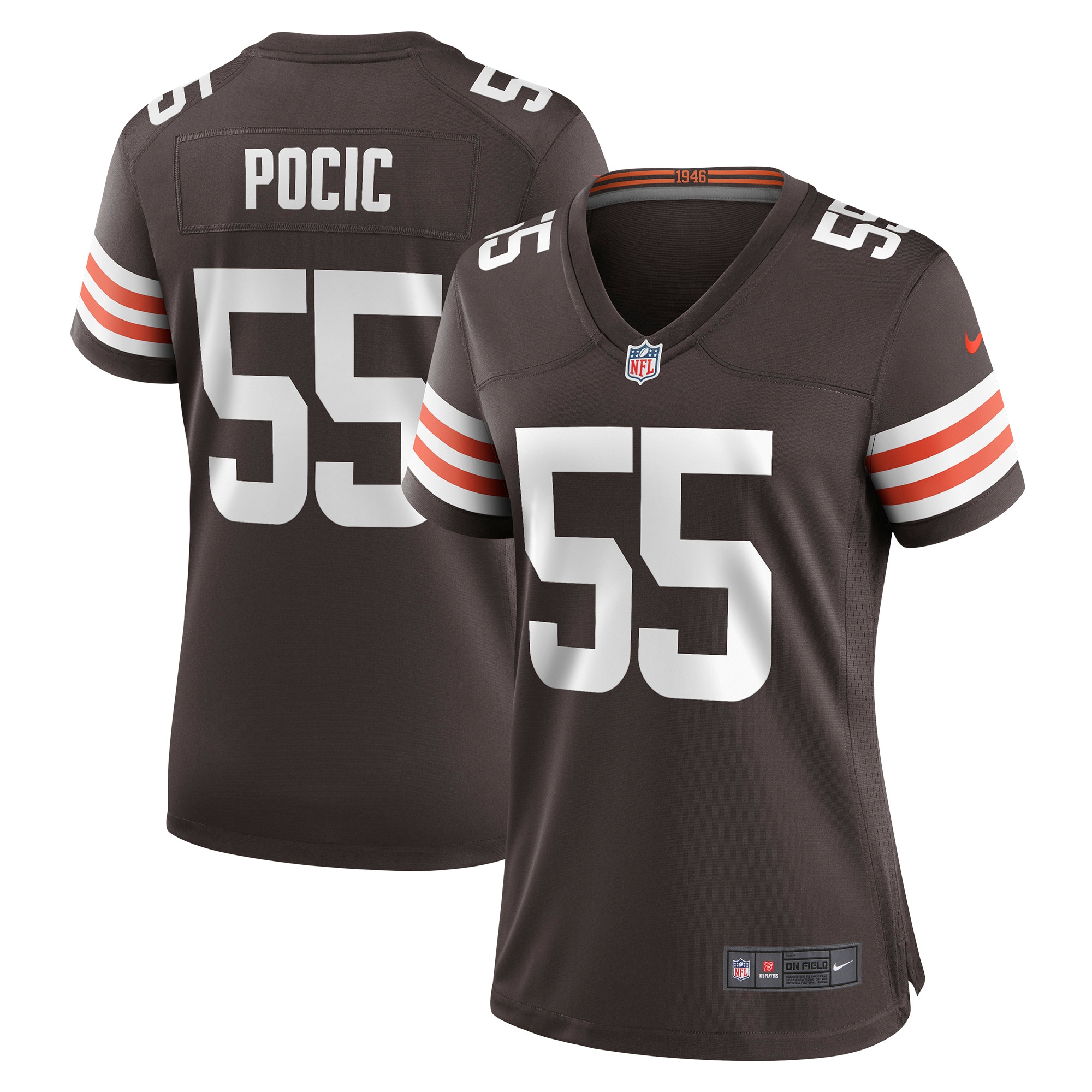 Cleveland Browns Ethan Pocic Brown Game NFL Jersey Women's