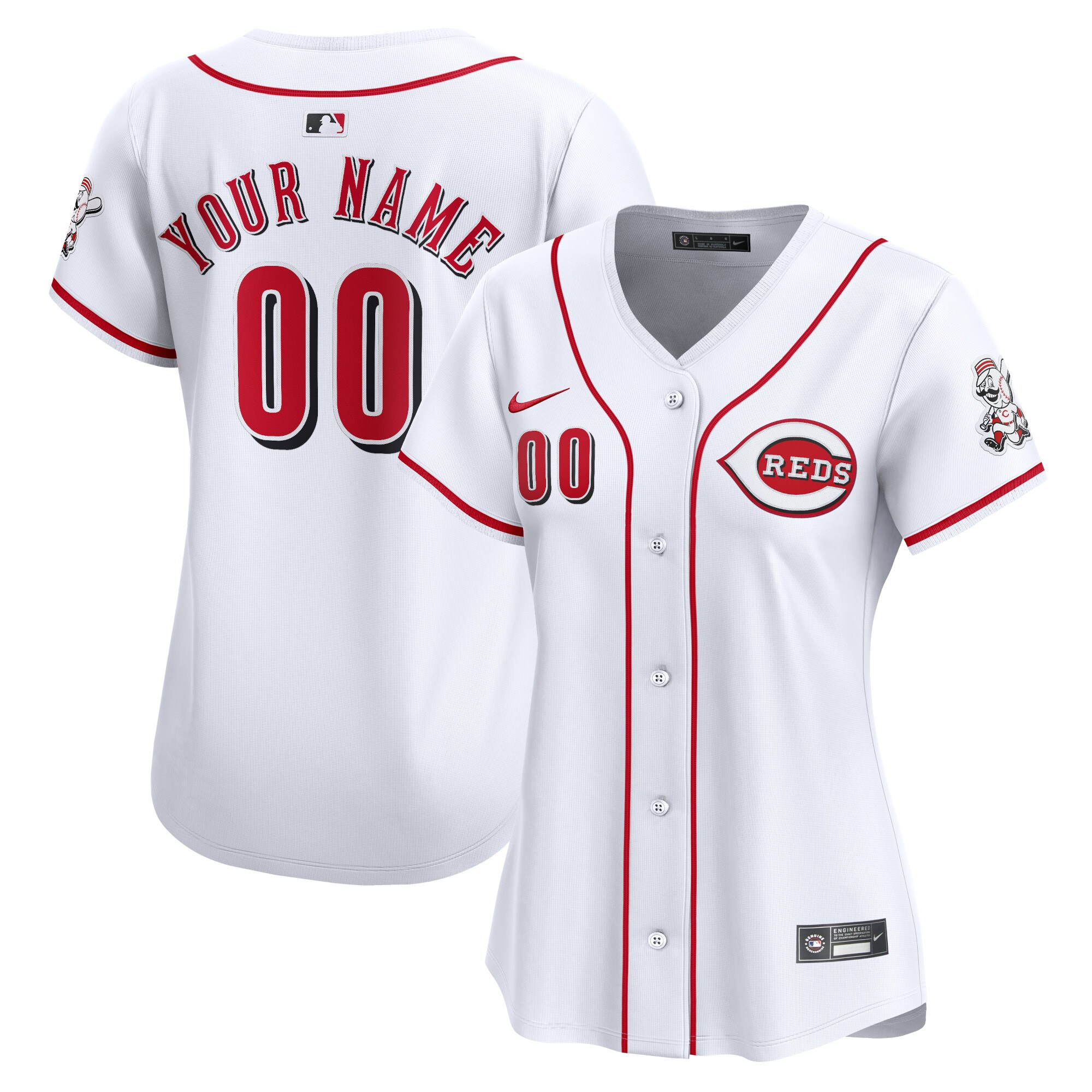 Cincinnati Reds White Home Limited Custom MLB Jersey Women's