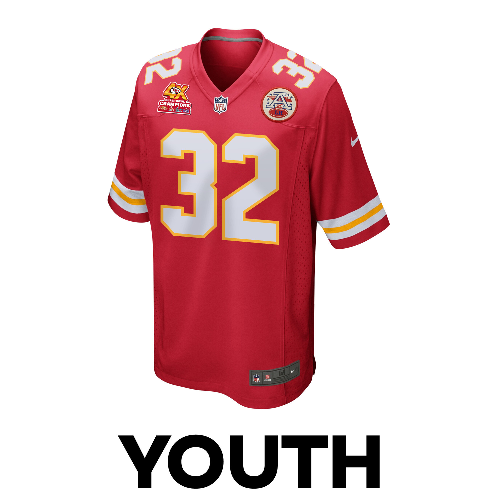 Nick Bolton 32 Kansas City Chiefs Super Bowl LVIII Champions 4X Game Red NFL Jersey Youth