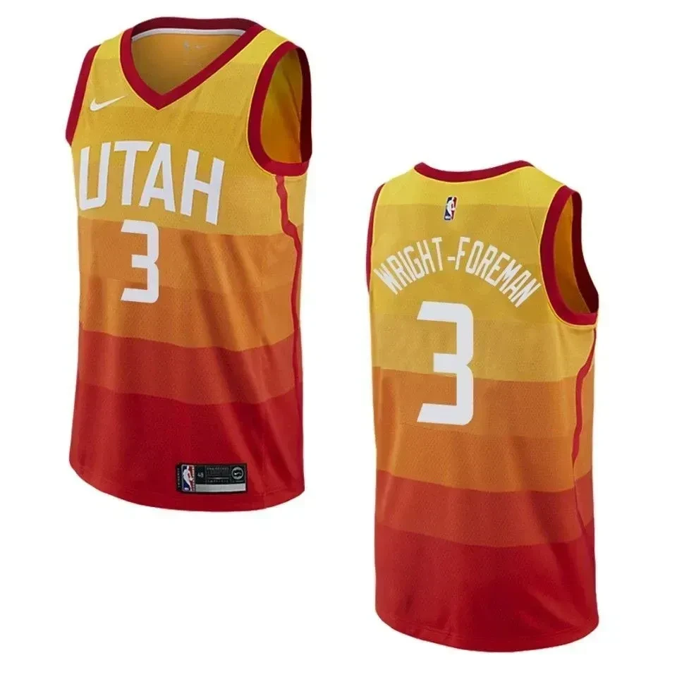 Utah Jazz 3 Justin Wright-foreman City Swingman Orange NBA Jersey Men's