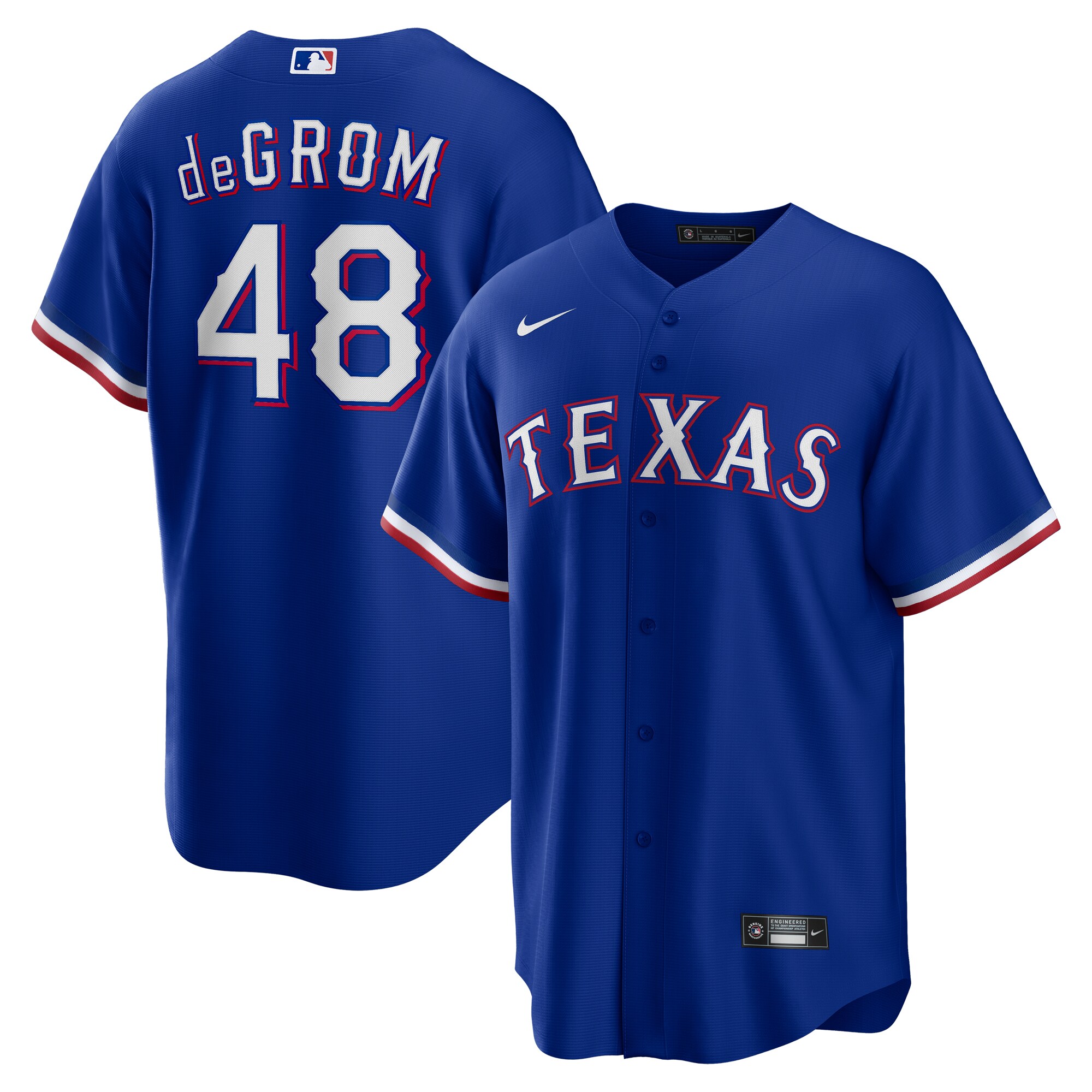 Texas Rangers Jacob deGrom Royal Away Player MLB Jersey Men's