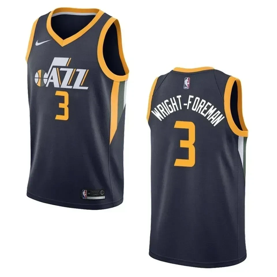 Utah Jazz 3 Justin Wright-foreman Icon Swingman Navy NBA Jersey Men's