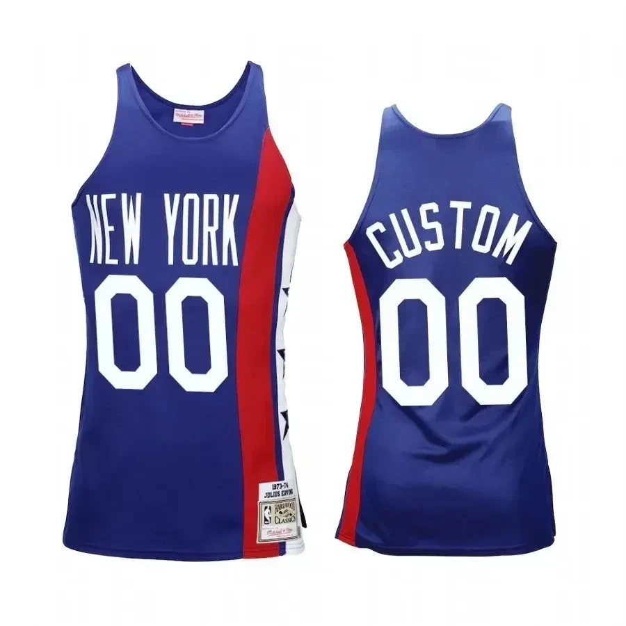 Custom 00 Brooklyn Nets Royal 1975 Hardwood Classics NBA Jersey Men's