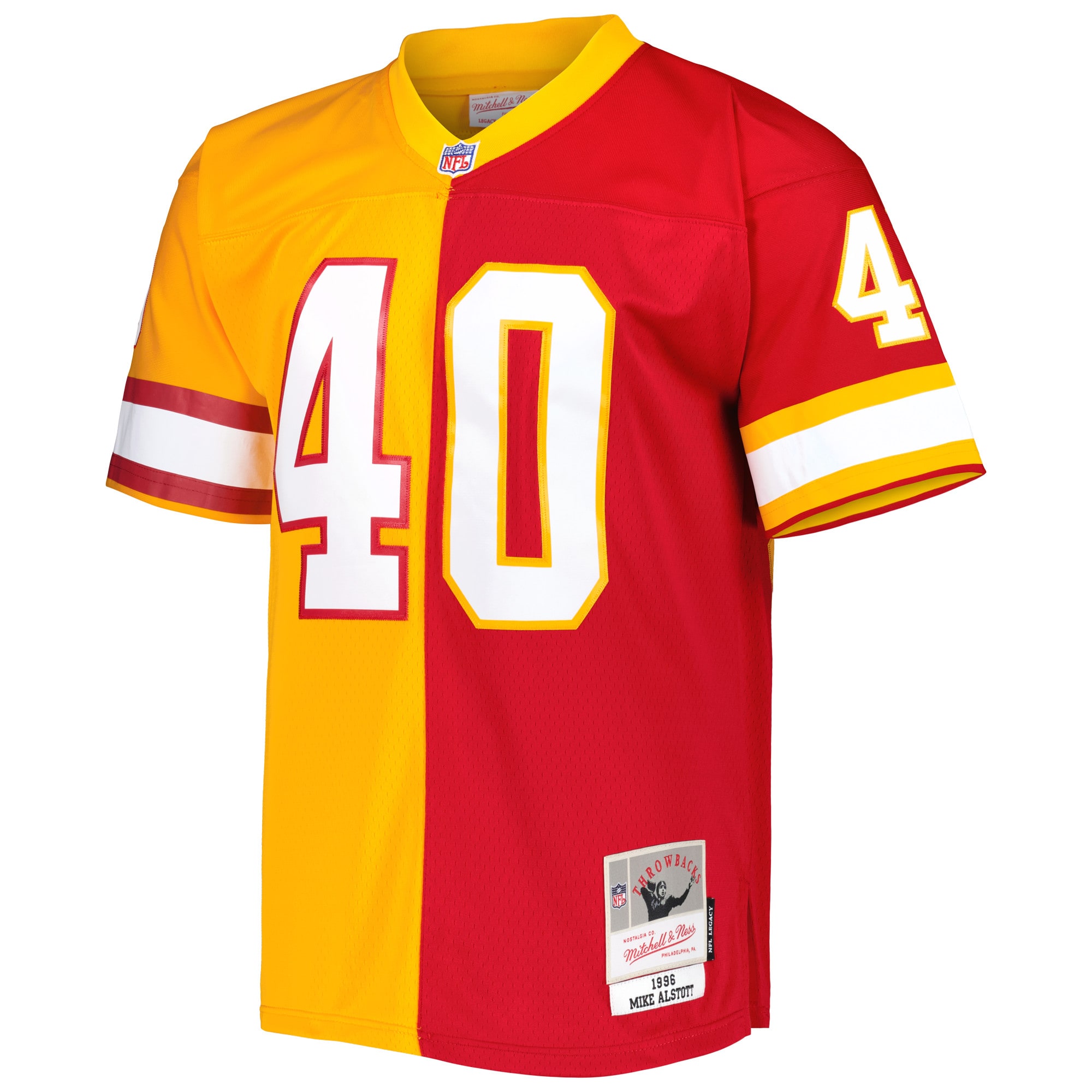 Tampa Bay Buccaneers Mike Alstott Mitchell Ness Orange/Red 1996 Split Legacy NFL Jersey Men's