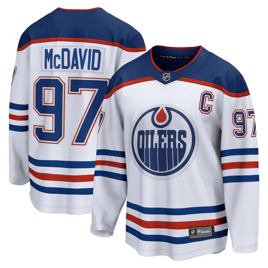 Connor McDavid 97 Edmonton Oilers Away Breakaway White NHL Jersey Men's
