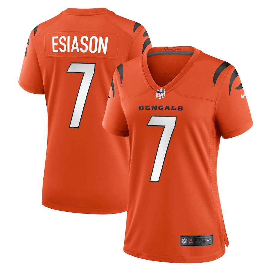Boomer Esiason 7 Cincinnati Bengals Retired Game Orange NFL Jersey Women's