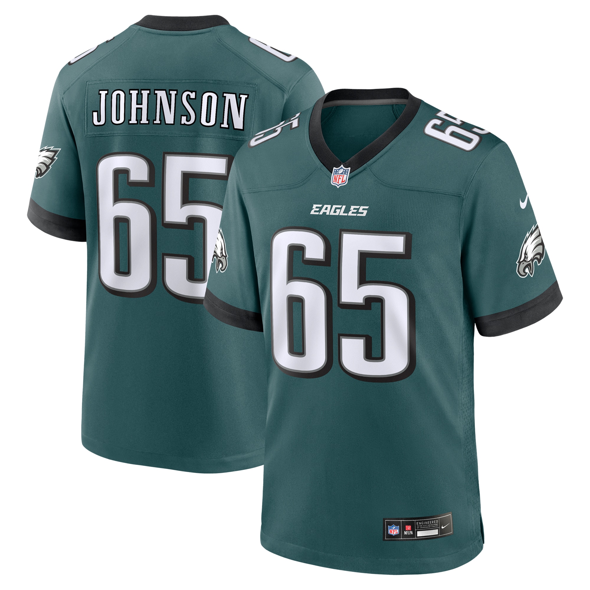 Philadelphia Eagles Lane Johnson Midnight Green Team Game NFL Jersey Men's