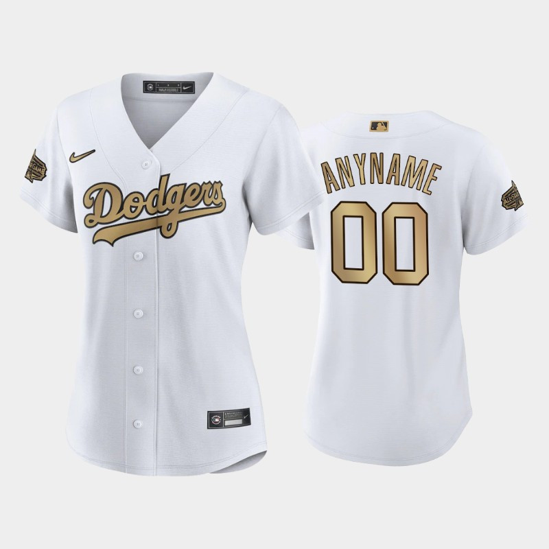 Los Angeles Dodgers White 00 Custom MLB Jersey Women's