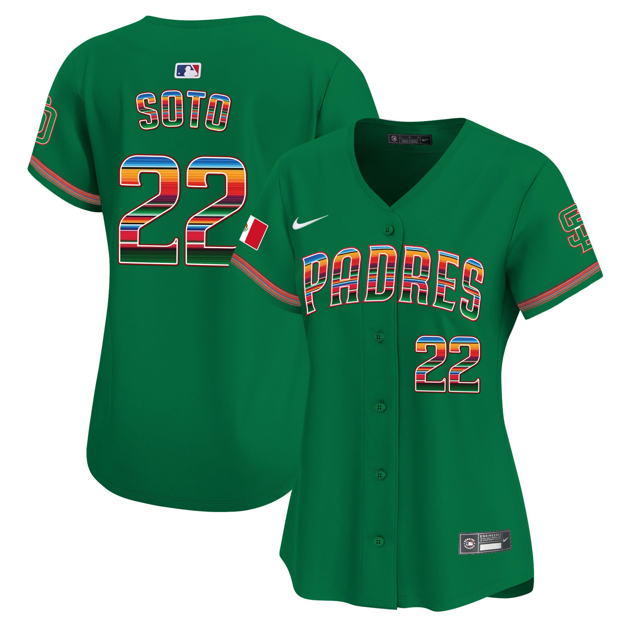 Juan Soto 22 San Diego Padres Mexico Green MLB Jersey Women's