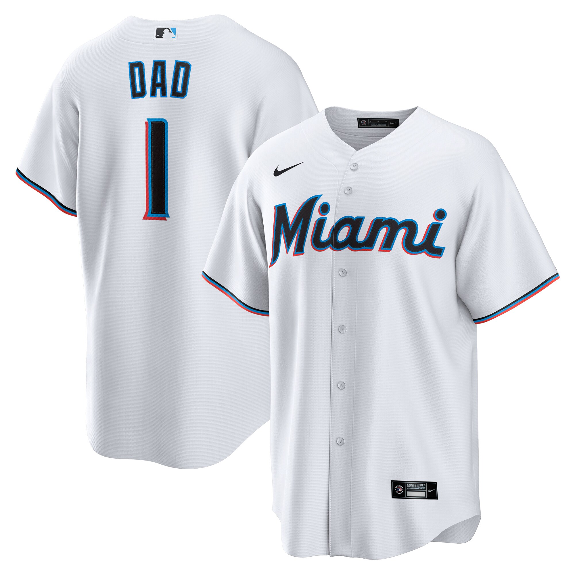 Miami Marlins White #1 Dad Home MLB Jersey Men's