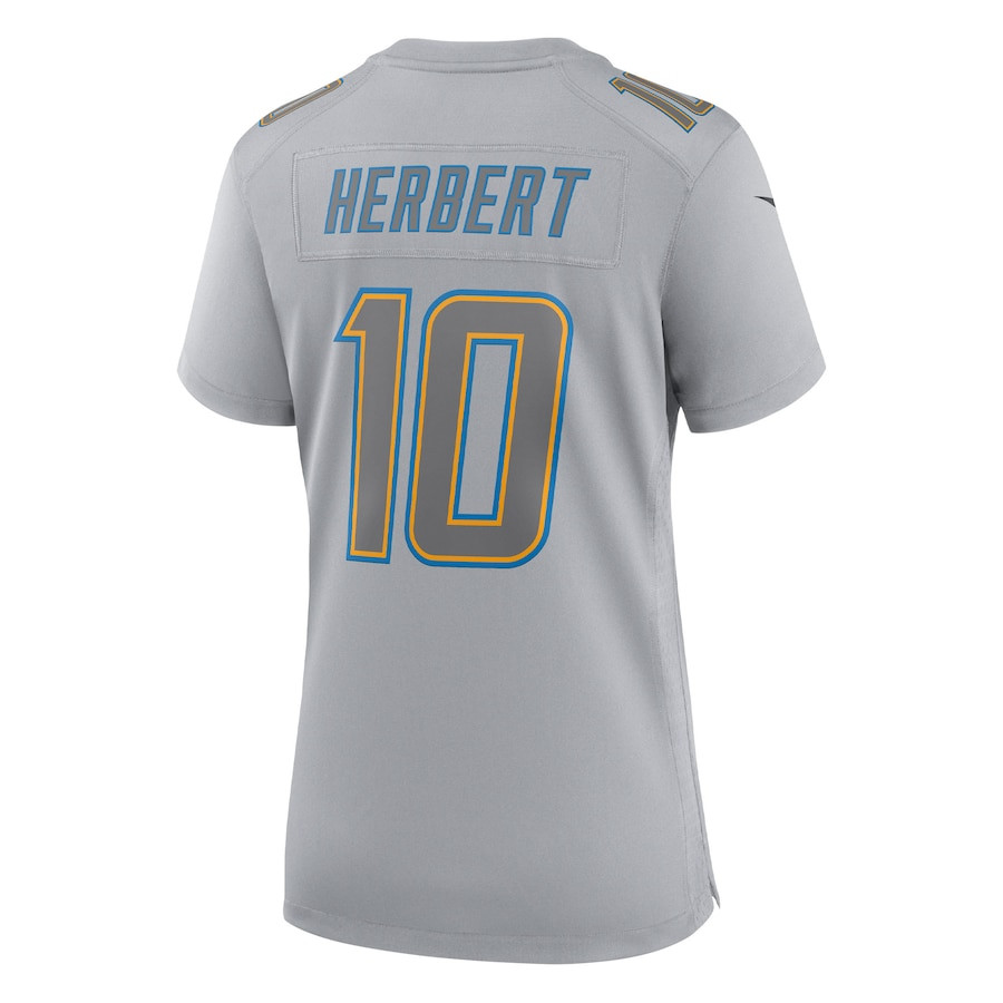 Justin Herbert 10 Los Angeles Chargers Atmosphere Fashion Game Gray NFL Jersey Women's