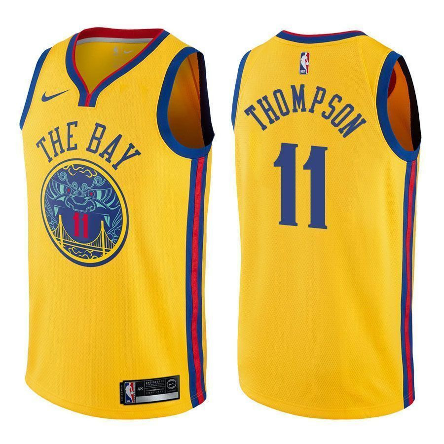 Golden State Warriors Klay Thompson 11 City Edition Gold NBA Jersey Men's