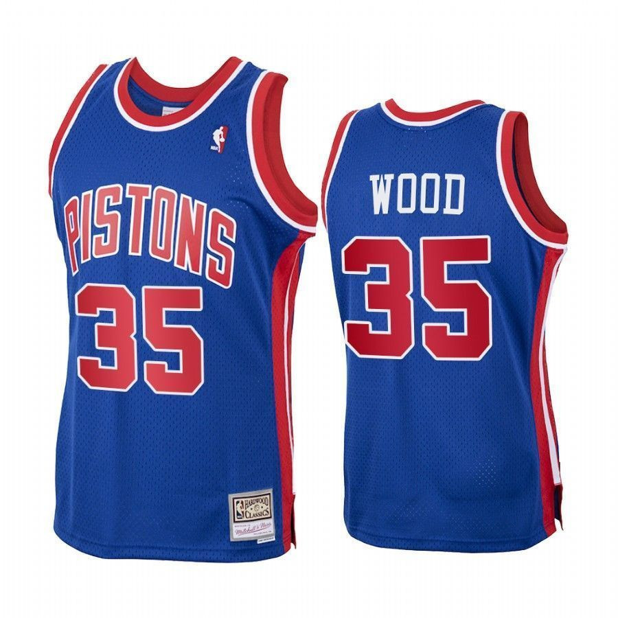 Christian Wood 35 Detroit Pistons Royal Hardwood Classics NBA Jersey Men's