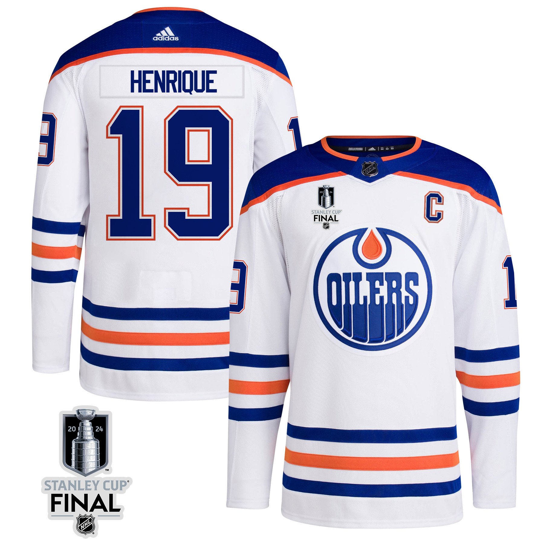 Adam Henrique 19 Edmonton Oilers 2024 STANLEY CUP Final Away White NHL Jersey Men's
